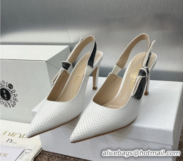 Trendy Design Dior Toujours Slingback Pumps 7cm in Perforated Supple Lambskin White 0425046