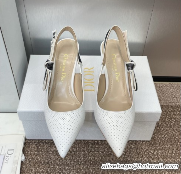 Trendy Design Dior Toujours Slingback Pumps 7cm in Perforated Supple Lambskin White 0425046