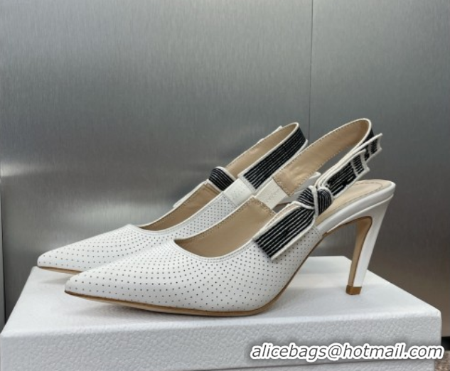 Trendy Design Dior Toujours Slingback Pumps 7cm in Perforated Supple Lambskin White 0425046