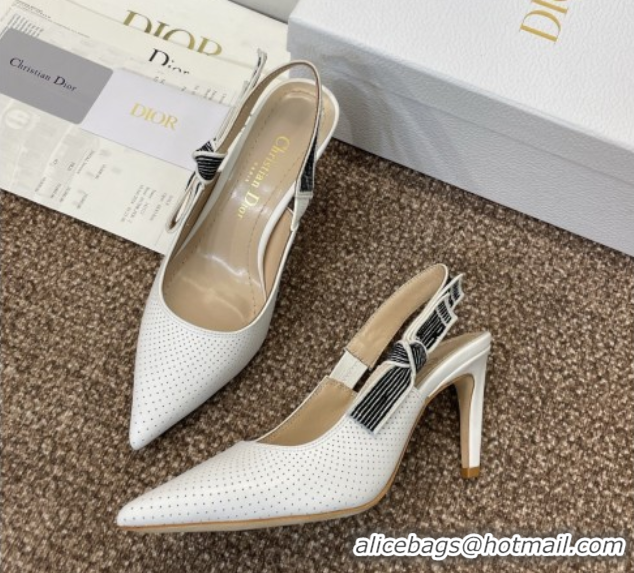 Trendy Design Dior Toujours Slingback Pumps 7cm in Perforated Supple Lambskin White 0425046