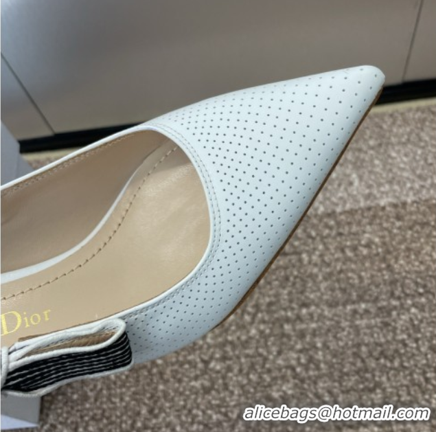 Discount Dior Toujours Slingback Pumps 5cm in Perforated Supple Lambskin White 0425047
