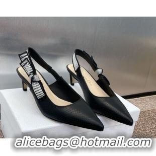 Top Design Dior Toujours Slingback Pumps 5cm in Perforated Supple Lambskin Black 0425048
