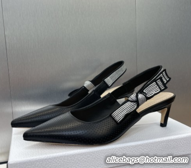 Top Design Dior Toujours Slingback Pumps 5cm in Perforated Supple Lambskin Black 0425048