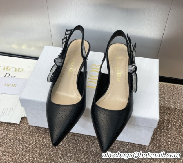 Top Design Dior Toujours Slingback Pumps 5cm in Perforated Supple Lambskin Black 0425048
