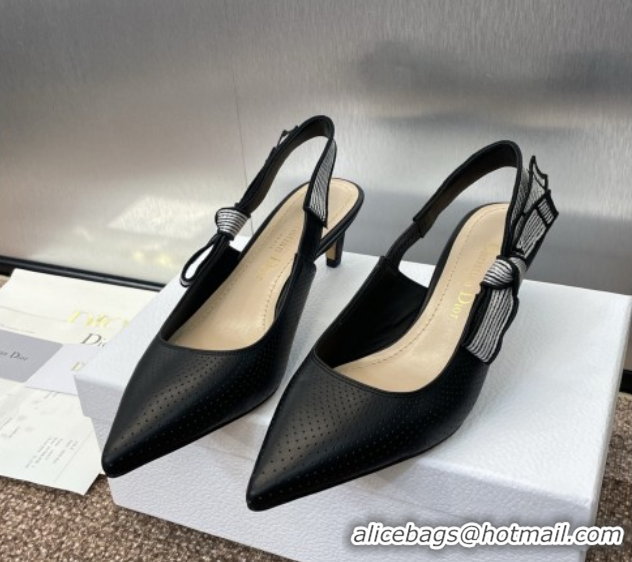 Top Design Dior Toujours Slingback Pumps 5cm in Perforated Supple Lambskin Black 0425048