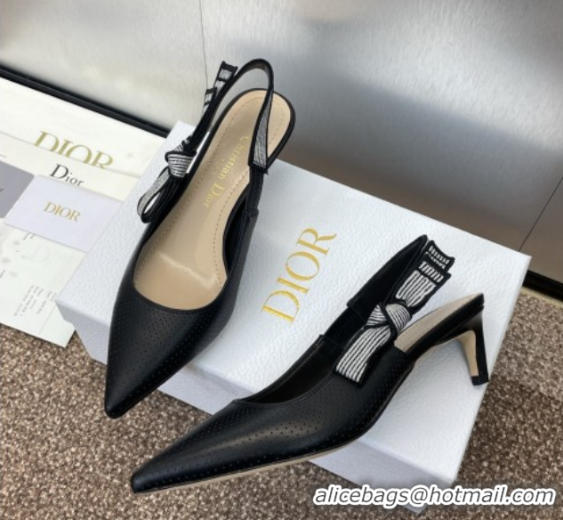 Top Design Dior Toujours Slingback Pumps 5cm in Perforated Supple Lambskin Black 0425048