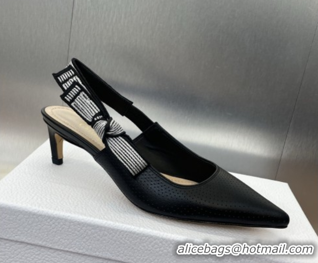 Top Design Dior Toujours Slingback Pumps 5cm in Perforated Supple Lambskin Black 0425048