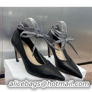 Big Discount Dior D-Journey Lace-Up Pumps 7cm in Perforated Supple Lambskin with Lace Black 0425050