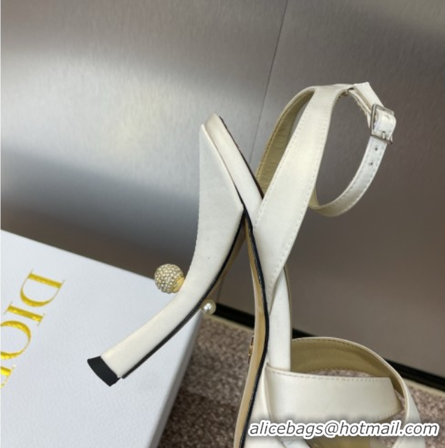 Good Product Dior Tribales Heeled Platform Sandals 12cm in Satin White 0425051