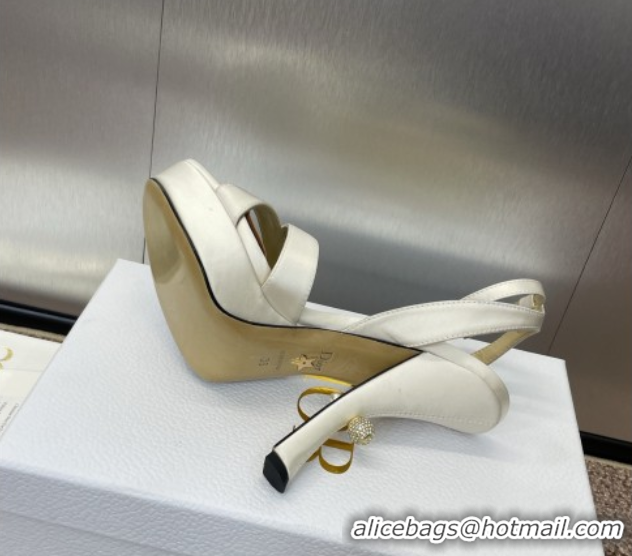 Good Product Dior Tribales Heeled Platform Sandals 12cm in Satin White 0425051