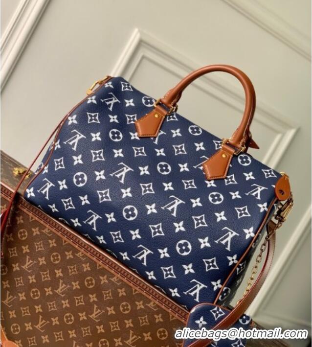 Best Price Louis Vuitton Speedy P9 Bandoulire 40 Bag in Calf Leather M24418 Blue 2025