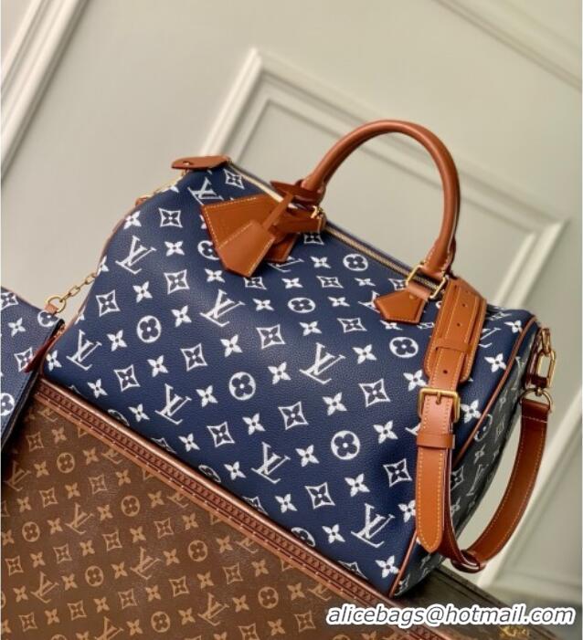 Best Price Louis Vuitton Speedy P9 Bandoulire 40 Bag in Calf Leather M24418 Blue 2025