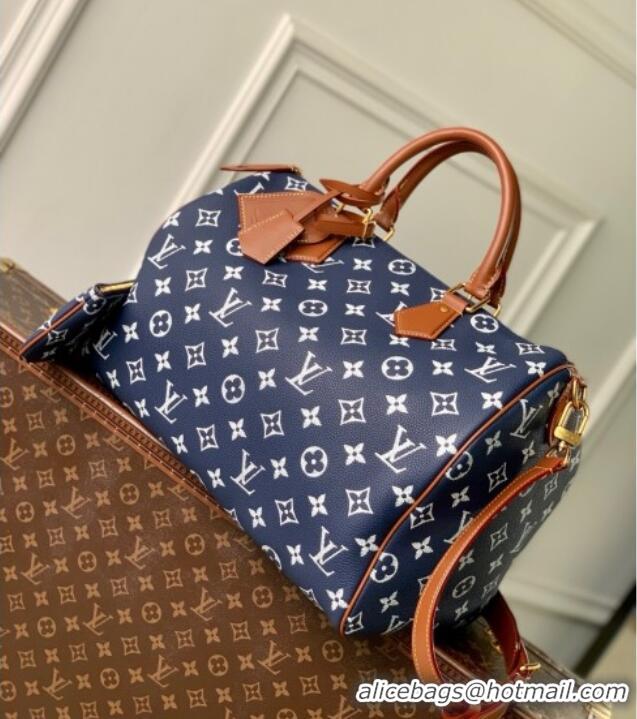 Best Price Louis Vuitton Speedy P9 Bandoulire 40 Bag in Calf Leather M24418 Blue 2025