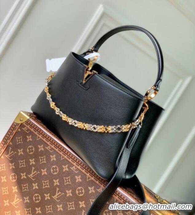 Famous Brand Louis Vuitton Capucines MM Souple Bag in Calf Leather M12924 Black 2025