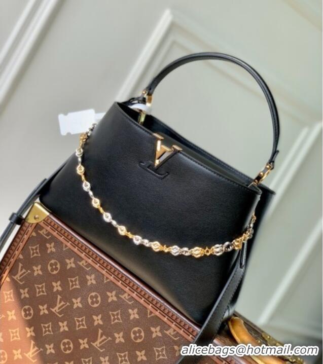 Famous Brand Louis Vuitton Capucines MM Souple Bag in Calf Leather M12924 Black 2025