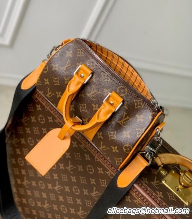 Top Quality Louis Vuitton Keepall Bandouliere 25 Bag in Monogram Macassar Canvas Safran Yellow M12733 2025