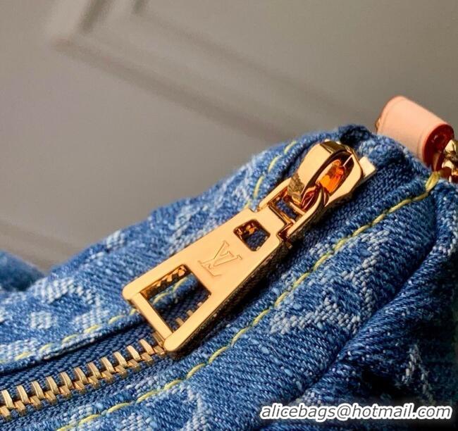 Top Quality Louis Vuitton Pochette Valley Bag in Denim Blue Organic cotton M13571 2025