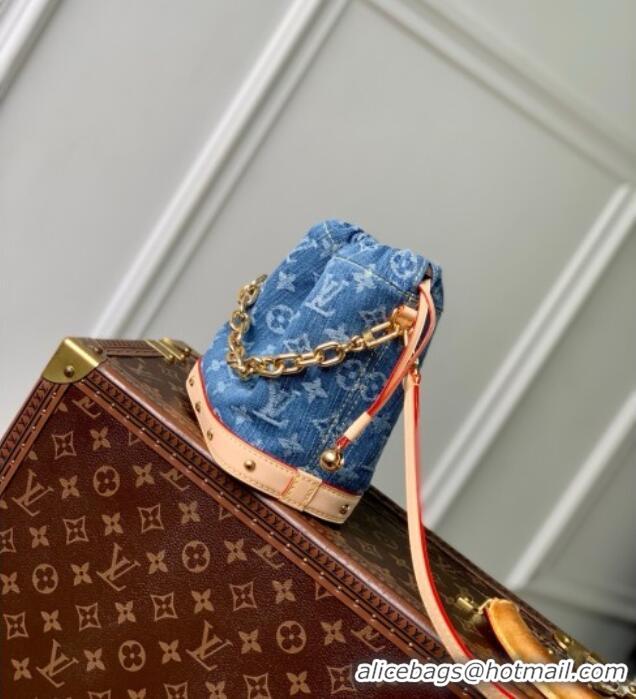 Pretty Style Louis Vuitton Nano Noe Bag in Denim Blue Organic cotton M83043 2025