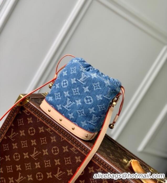 Pretty Style Louis Vuitton Nano Noe Bag in Denim Blue Organic cotton M83043 2025