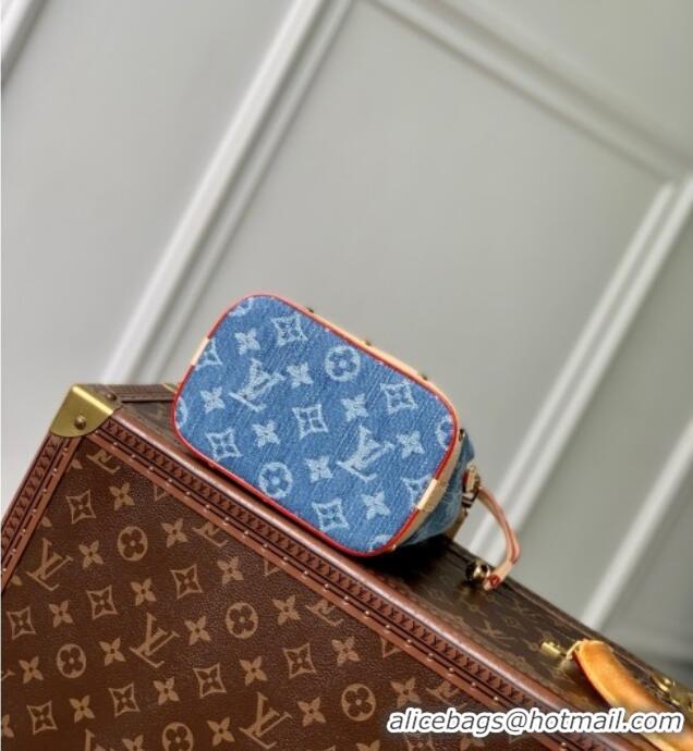 Pretty Style Louis Vuitton Nano Noe Bag in Denim Blue Organic cotton M83043 2025