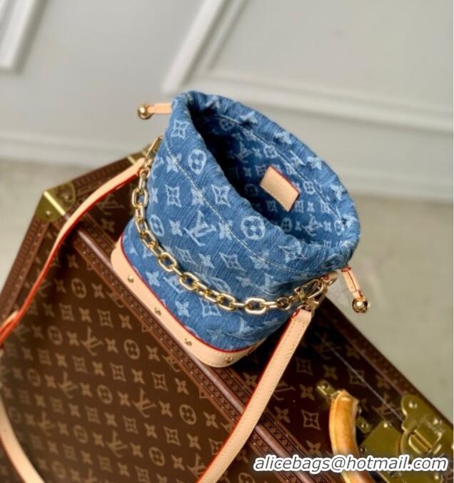 Pretty Style Louis Vuitton Nano Noe Bag in Denim Blue Organic cotton M83043 2025