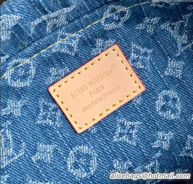 Pretty Style Louis Vuitton Nano Noe Bag in Denim Blue Organic cotton M83043 2025