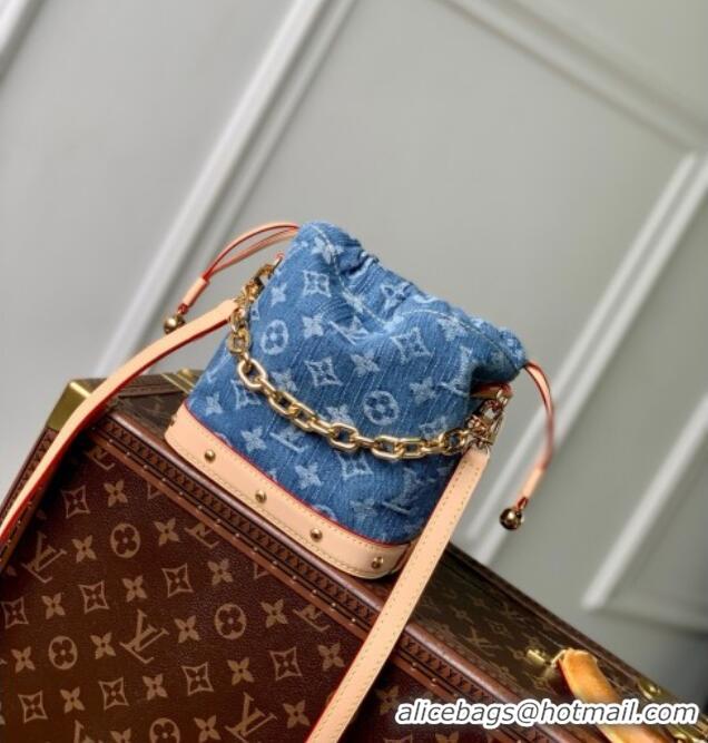 Pretty Style Louis Vuitton Nano Noe Bag in Denim Blue Organic cotton M83043 2025