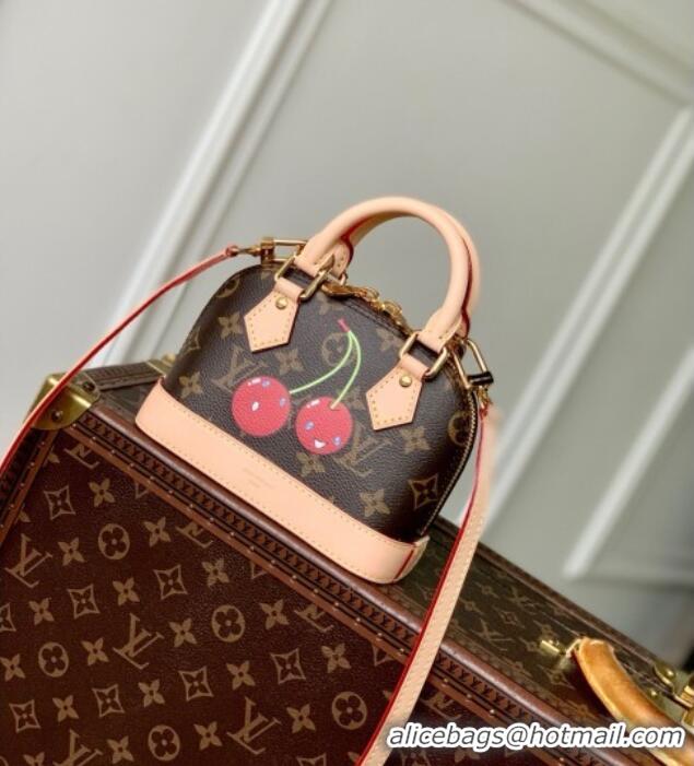Top Quality Louis Vuitton LV x TM Nano Alma Bag in Monogram Cherry Canvas M13416 Brown 2025