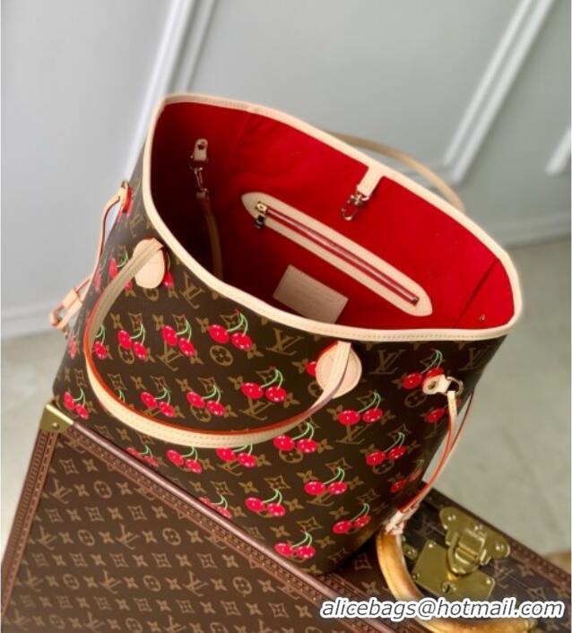 Famous Brand Louis Vuitton LV x TM Neverfull MM Bag in Monogram Cherry Canvas M13263 2025