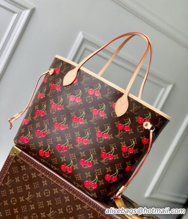 Famous Brand Louis Vuitton LV x TM Neverfull MM Bag in Monogram Cherry Canvas M13263 2025