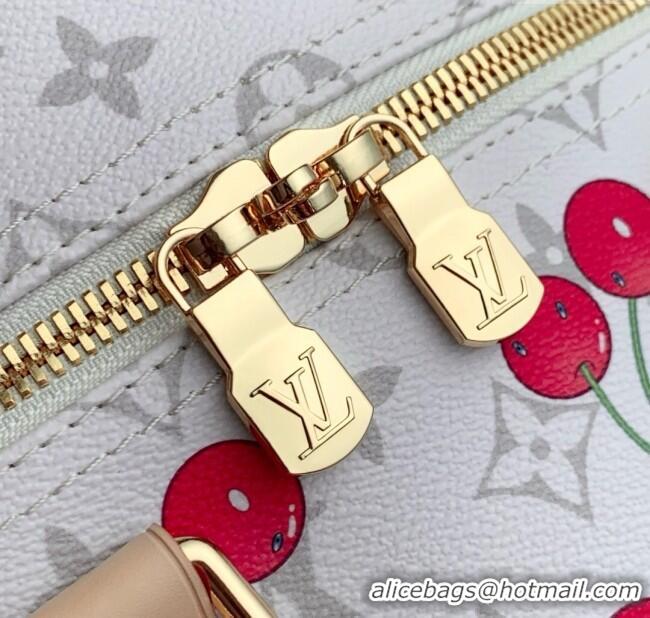 Best Quality Louis Vuitton LV x TM Keepall Bandouliere 45 Bag in Monogram Cherry Canvas M13764 White 2025