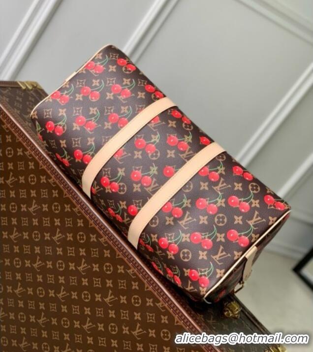 Famous Brand Louis Vuitton LV x TM Keepall Bandouliere 45 Bag in Monogram Cherry Canvas M13764 Brown 2025