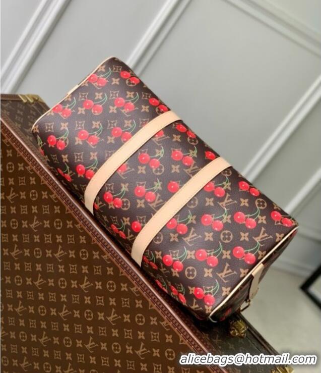 Famous Brand Louis Vuitton LV x TM Keepall Bandouliere 45 Bag in Monogram Cherry Canvas M13764 Brown 2025
