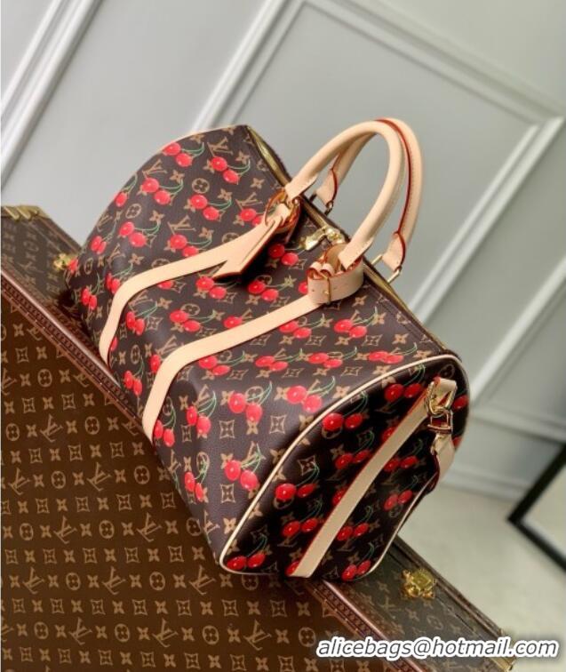 Famous Brand Louis Vuitton LV x TM Keepall Bandouliere 45 Bag in Monogram Cherry Canvas M13764 Brown 2025