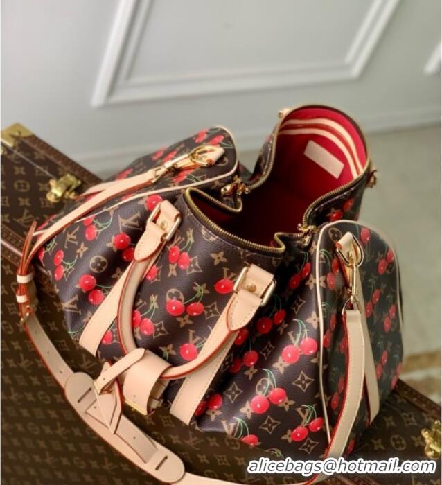 Famous Brand Louis Vuitton LV x TM Keepall Bandouliere 45 Bag in Monogram Cherry Canvas M13764 Brown 2025