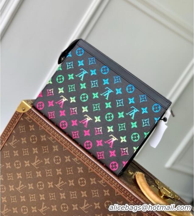 Top Grade Louis Vuitton Pochette Voyage MM Pouch in Monogram Canvas M13907 Black/Multicolor 2025