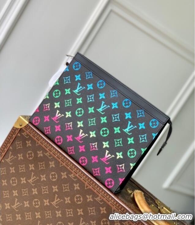 Top Grade Louis Vuitton Pochette Voyage MM Pouch in Monogram Canvas M13907 Black/Multicolor 2025