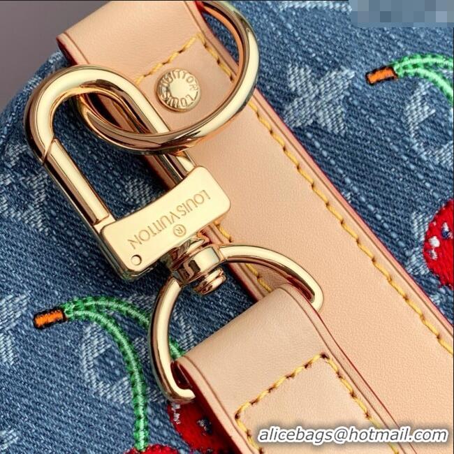 Top Grade Louis Vuitton LV x TM Keepall Bandouliere 45 Bag in Monogram Cherry M61608 Denim Blue 2025