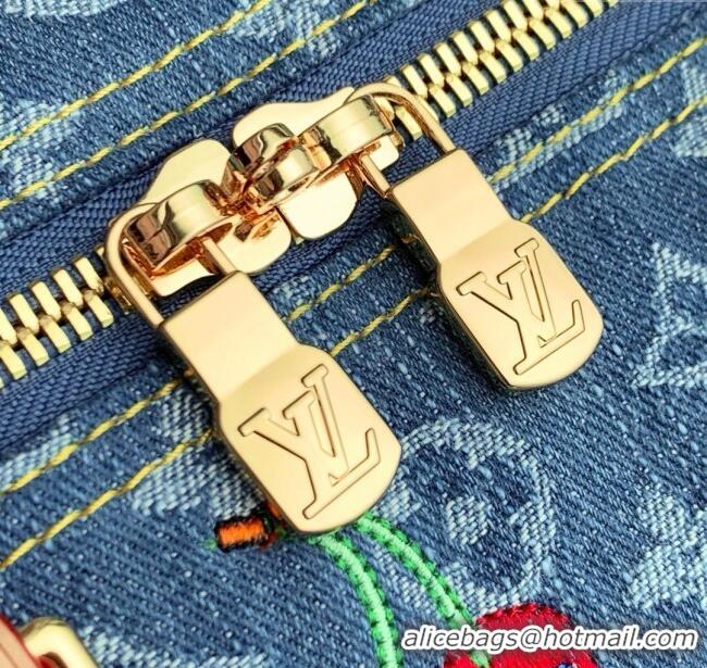 Top Grade Louis Vuitton LV x TM Keepall Bandouliere 45 Bag in Monogram Cherry M61608 Denim Blue 2025