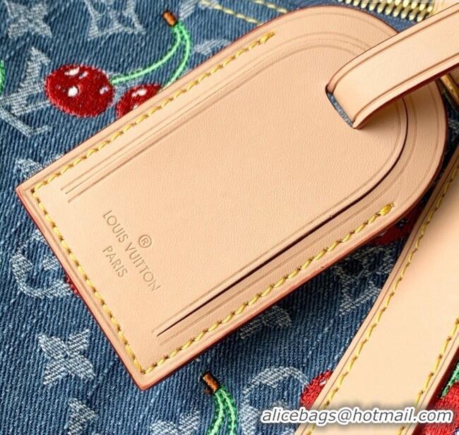 Top Grade Louis Vuitton LV x TM Keepall Bandouliere 45 Bag in Monogram Cherry M61608 Denim Blue 2025