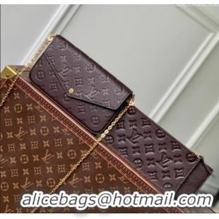 Best Price Louis Vuitton Felicie Pochette Bag in Embossed Grained Leather M14193 Chocolate 2025