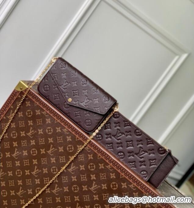 Best Price Louis Vuitton Felicie Pochette Bag in Embossed Grained Leather M14193 Chocolate 2025