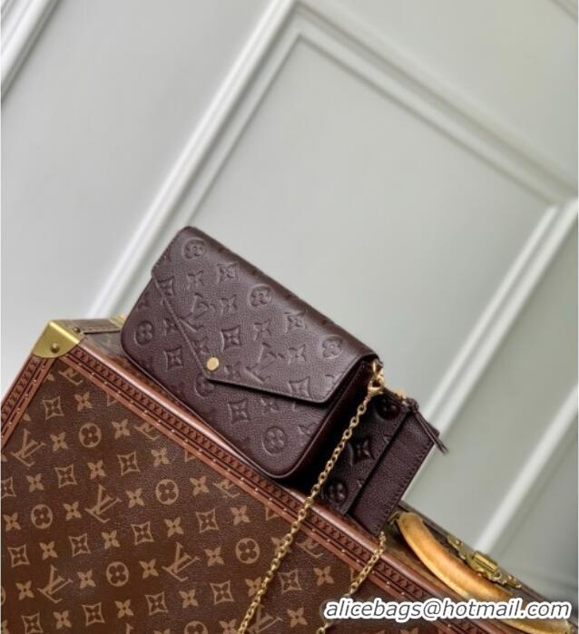 Best Price Louis Vuitton Felicie Pochette Bag in Embossed Grained Leather M14193 Chocolate 2025