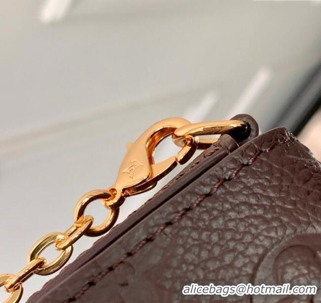 Best Price Louis Vuitton Felicie Pochette Bag in Embossed Grained Leather M14193 Chocolate 2025