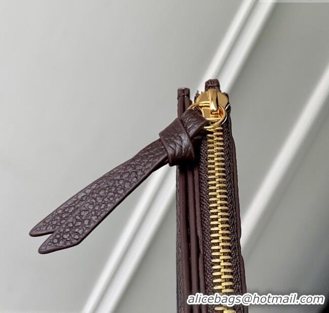 Best Price Louis Vuitton Felicie Pochette Bag in Embossed Grained Leather M14193 Chocolate 2025