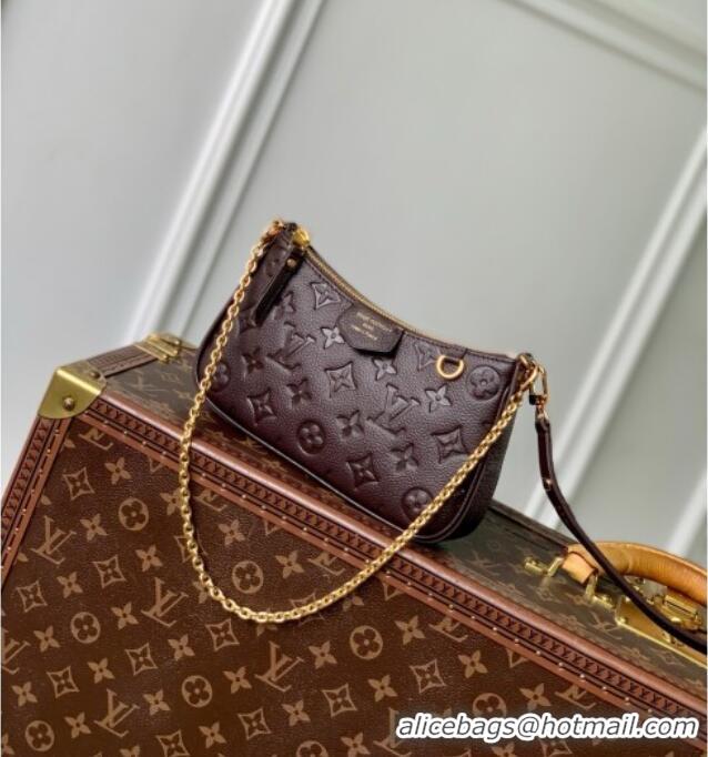 Grade Design Louis Vuitton Easy Pouch in Embossed Grained Leather M13614 Chocolate 2025
