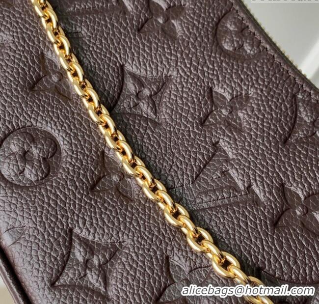 Grade Design Louis Vuitton Easy Pouch in Embossed Grained Leather M13614 Chocolate 2025