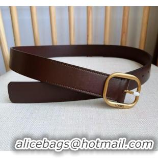 ​Grade Discount Loewe Rounded Leather Belt Width 3.5cm L0908 Brown