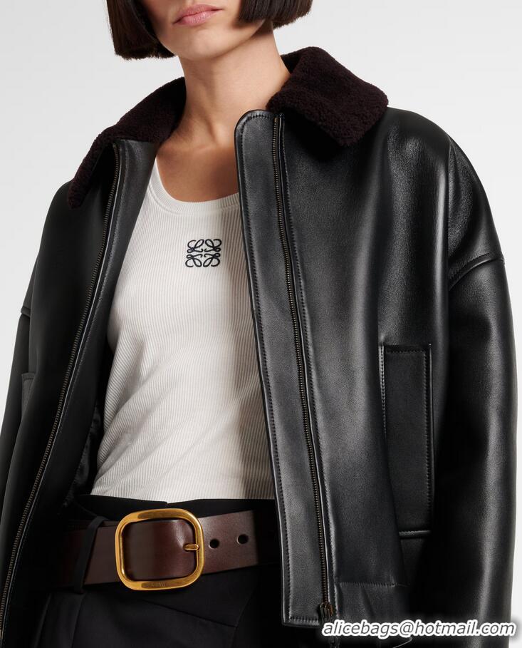 ​Grade Discount Loewe Rounded Leather Belt Width 3.5cm L0908 Brown