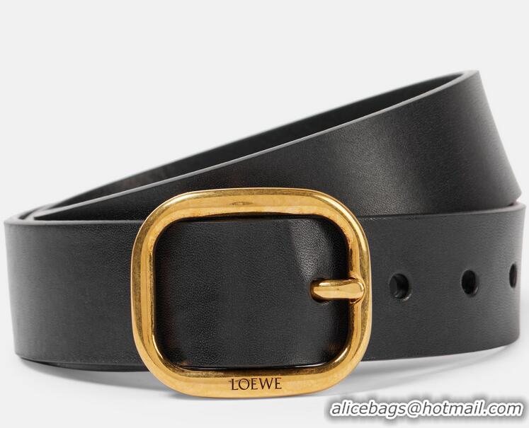 ​Best Price Loewe Round Leather Soft Belt Width 3.5cm L0908 Black